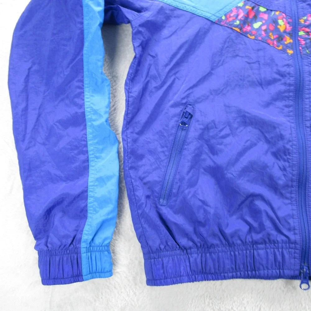 Nike Sportswear Jacket Girls Small 4-6 Purple Colorblock Full Zip Rain Retro